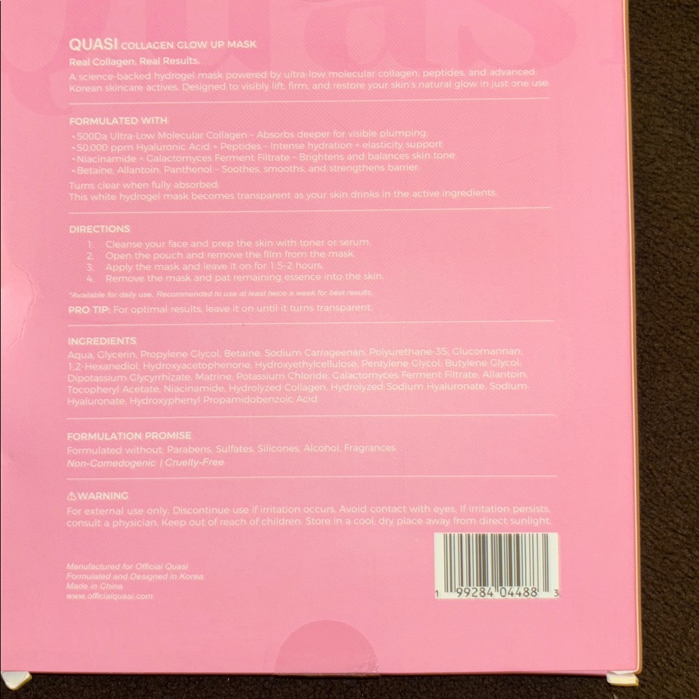 Quasi Collagen Glow Up Masks - price firm for 2 -TRY BEFORE U BUY ONLINE NIP - Picture 7 of 9
